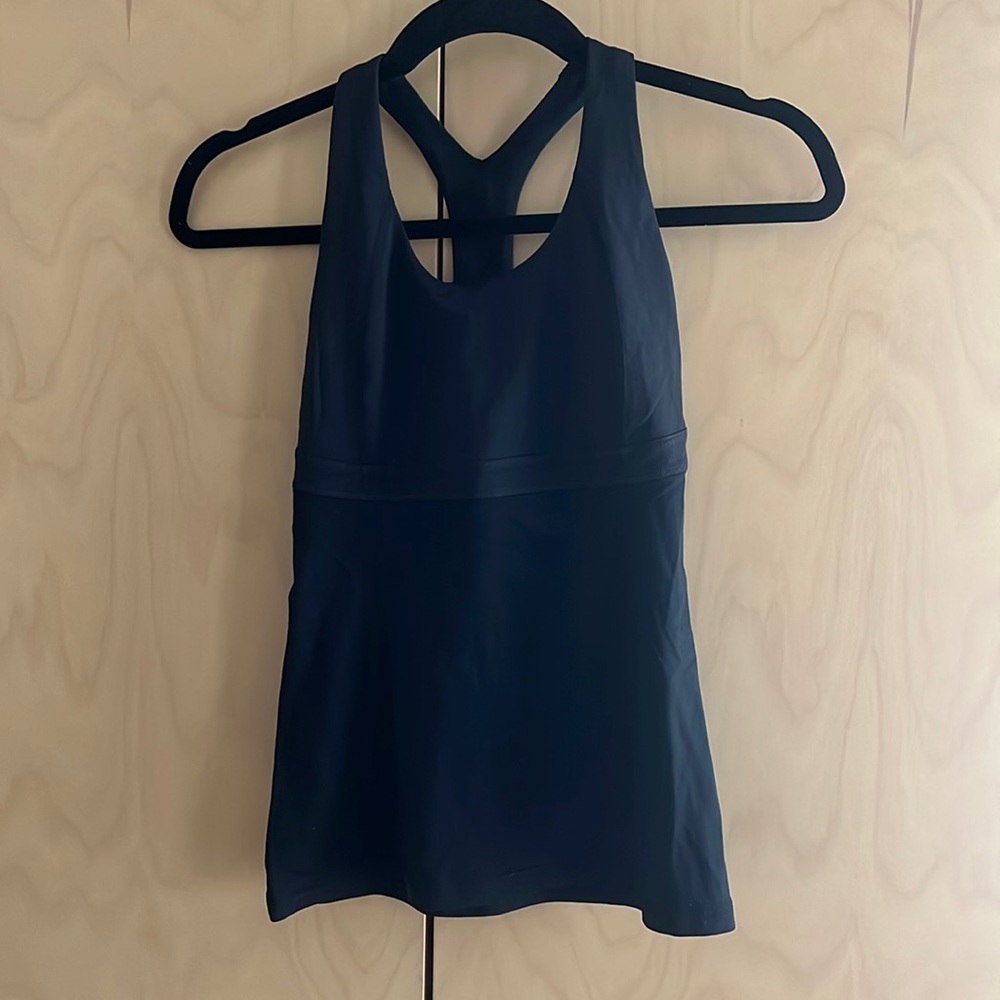 Lulu Lemon black racer back tank with built in bra.